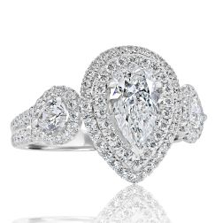 GIA Certified 2.04 Ct Pear Diamond Engagement Ring 18k White Gold