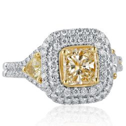 2.19 Ct Yellow Radiant Cut Diamond Engagement Ring 14k White Gold