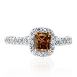 1.13 Ct Champagne Radiant Diamond Engagement Ring 14k White Gold