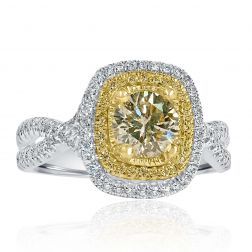 1.62Carat Round Faint Yellow Diamond Infinity Ring 14k White Gold
