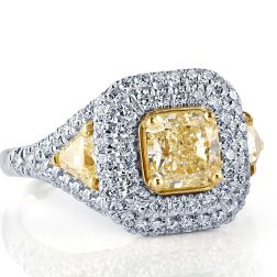 GIA 2.45 Ct Yellow Radiant Diamond Engagement Ring 18k White Gold