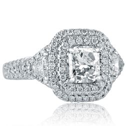 Dazzling 1.87 Ct Radiant Diamond Engagement Ring 18k White Gold