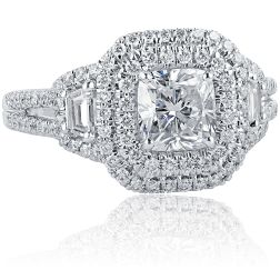 1.81 Ct Cushion Cut Diamond Engagement Ring 18k White Gold