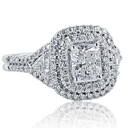 GIA 2.19 Ct Radiant Cut Trillion Diamond Engagement Ring 18k Gold