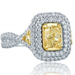 2.07 Ct Cushion Trillion Diamond Engagement Ring 18k White Gold 