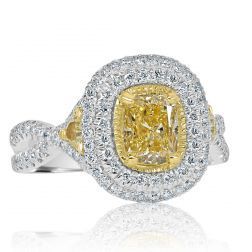 2.03 Ctw Yellow Cushion Diamond Engagement Ring Infinity 14k Gold