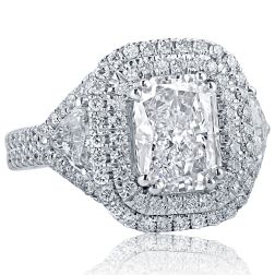 3.80Ct Radiant Cut Trillion Side Diamond Engagement Ring 18k Gold