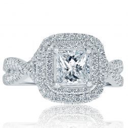 1.44 Ct Princess Diamond Engagement Infinity Ring 14k White Gold