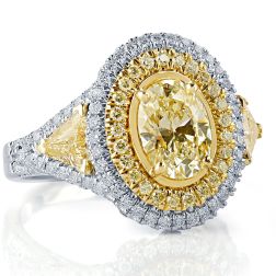 Magnificent 2.96 Ct Yellow Oval Diamond Engagement Ring 18k Gold