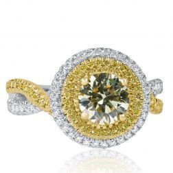 1.65 Carat Round Yellow Diamond Engagement Infinity Ring 18k Gold