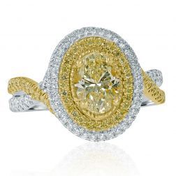 GIA Certified 1.66Ct Oval Yellow Diamond Engagement Ring 18k Gold