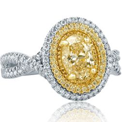GIA 1.19 Ct Oval Brilliant Cut Light Yellow Diamond Engagement Ring 14k Gold