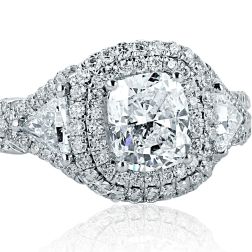 Dazzling 1.97 TCW Cushion Diamond Engagement Ring 18k White Gold