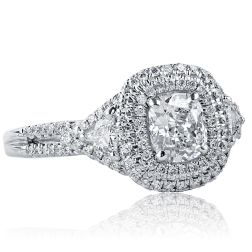 1.39 CT Cushion Diamond Engagement Ring 18k White Gold