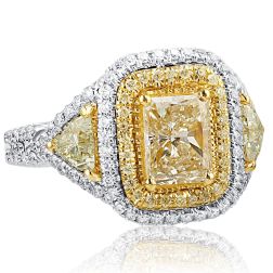 2.59 Carat Radiant Yellow Diamond Engagement Ring 18k White Gold