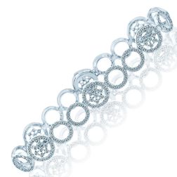 2.38 Ct Circle Snowflake Link Diamond Bracelet 14k White Gold