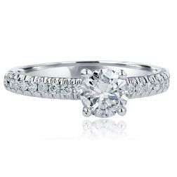 1.10 Carat Solitaire Round Diamond Engagement Ring 14k White Gold