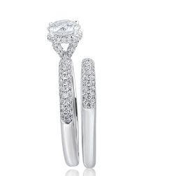 Solitaire Diamond Round Bridal Set Ring 14k White Gold (2.02 ctw)