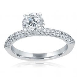 1.52 TCW Round Diamond Hidden Halo Engagement Ring 14k White Gold