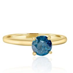 1.01 Carat Solitaire Round Blue Diamond Engagement Ring 14k Gold 