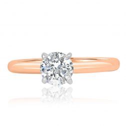 GIA Certified 0.70 Ct Solitaire Round Diamond Ring 14k Rose Gold
