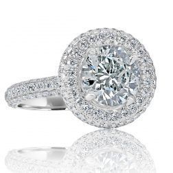 GIA Certified 3.48Ct Round Diamond Engagement Ring 18k White Gold