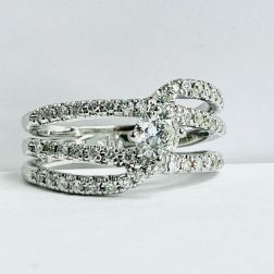 0.72 Ct Round Cut Diamond Bypass Engagement Ring 10k White Gold