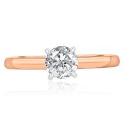 GIA Certified 0.69 Ct Solitaire Round Diamond Ring 14k Rose Gold