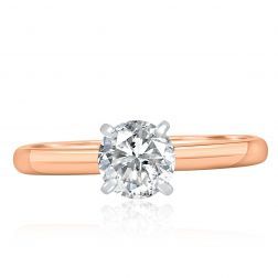 0.71 Ct Solitaire Round Cut Diamond Engagement Ring 14k Rose Gold
