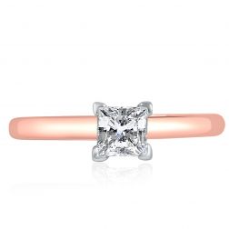 0.50 Ctw Solitaire Princess Diamond Engagement Ring 14k Rose Gold