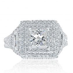 2.13 Ct Princess Cadillac Diamond Engagement Ring 14k White Gold