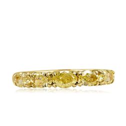 1.27 Ct 5 Stone Oval Yellow Diamond Wedding Band 18k Yellow Gold