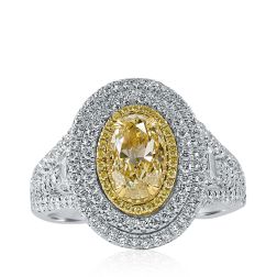 GIA Certified 2.27Ct Oval Yellow Diamond Engagement Ring 18k Gold