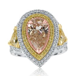 5.11 Ct Pink Pear Shaped Diamond Engagement Ring 18k White Gold
