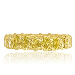 Oval Cut Fancy Yellow Diamond Wedding Eternity Band 18k Gold (5.23 - 6.73 Ct)