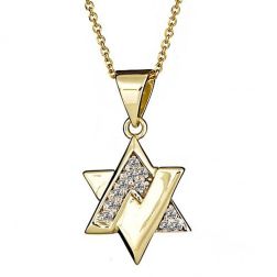 Star Magen David Diamond  Necklace 16" 14k Yellow Gold (0.21 ctw)