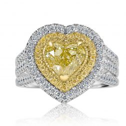 GIA Certified 3.21Carat Yellow Heart Diamond Ring 18k White Gold 