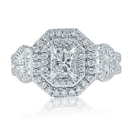 1.77 TCW Radiant Cut Diamond Engagement Ring 18k White Gold