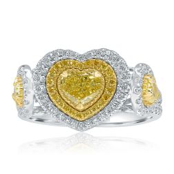 GIA 1.74Ct Fancy Yellow Heart Diamond Engagement Ring 18k Gold