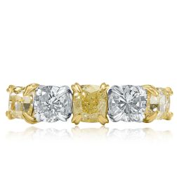 5 Stone Alternating Diamond Wedding Band 18k White Gold (2.13 Ct)