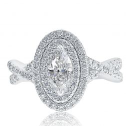 1.00 Ct Marquise Diamond Engagement Infinity Ring 14k White Gold