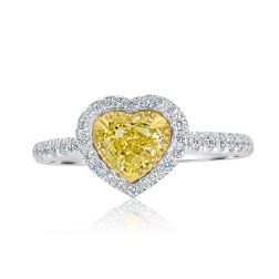 GIA 1.20Ct Fancy Yellow Heart Diamond Engagement Ring 18k Gold