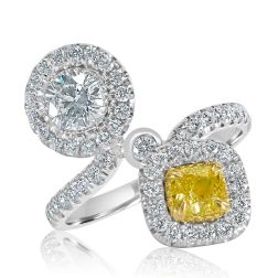 1.66 CT Bypass Art Deco Design Diamond Ring 14k White Gold