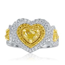 GIA Certified 1.95 CT Fancy Yellow Heart Love Diamond Ring 18k Gold