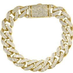 10.00 Ct Cuban Link Diamond Bracelet 14k Yellow Gold 89 gr 8.75''
