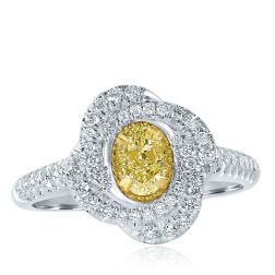 1.06 CT Natural Fancy Yellow Oval Diamond Engagement Ring 14k Gold 