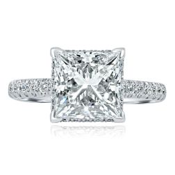 GIA 3.17CT E-VS1 Princess Lab Grown Diamond (3.90TCW) Ring 18k White Gold