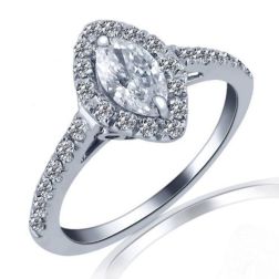 0.83 Carat Marquise Diamond Engagement Ring 18k White Gold