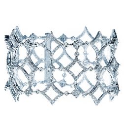 6.10 Ct Round Diamond Flexible Lace Bracelet 14k White Gold