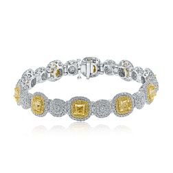 9 Ctw Luxury Cushion Cut Yellow Diamond Bracelet 14k White Gold